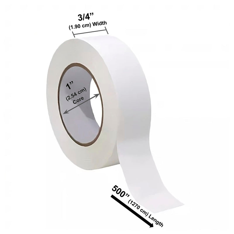 USA Made Science Lab Labeling Tape White Pack, 500" Length x 3/4" Width, 1 Inch Core [4 White Rolls] (Pack of 2) 500*75 inches (Pack of 2)