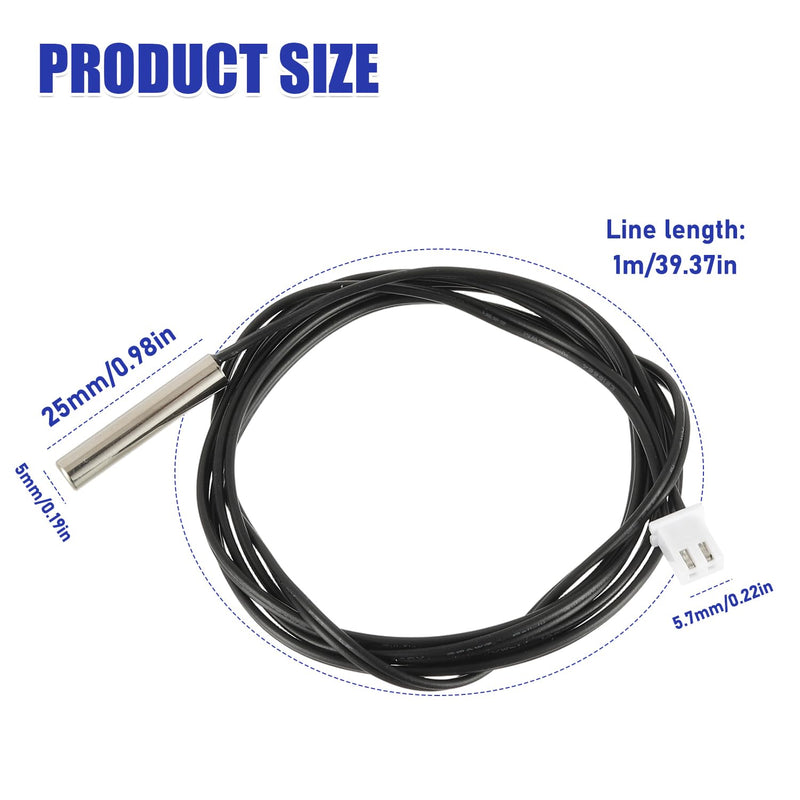[Australia - AusPower] - BOJACK 10K Temperature Sensor Probe, 1m Stainless Steel 3950 Temp Sensor Probe, Waterproof Temp Sensor Probe，-25 to 125 Degree Celsius Temp Sensor(Pack of 5) 