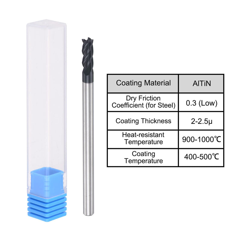 [Australia - AusPower] - uxcell Square Nose End Mill, 3mm Tip Dia Solid Carbide AlTiN Coated CNC Router Bits 4 Flute Spiral Milling Cutter HRC45 with 4mm Shank 50mm (2-inch) Length, 2pcs 3.0mmx8mmx4mmx50mm 