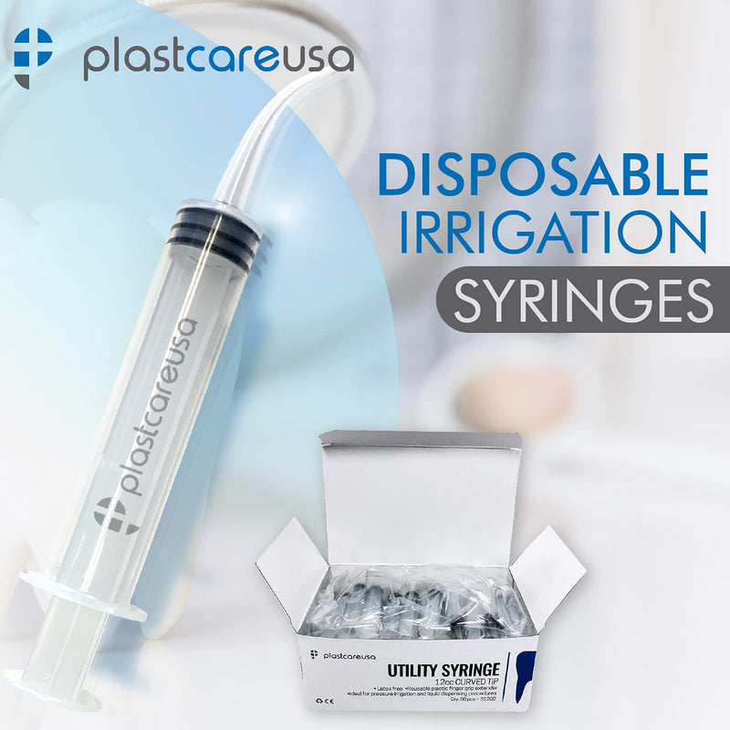 [Australia - AusPower] - 50 Curved Tip Irrigation Syringes (12cc / 12ml) - Disposable Oral Dispensing Utility Syringe (Box of 50) by PlastCare USA 12 ml 50.0 