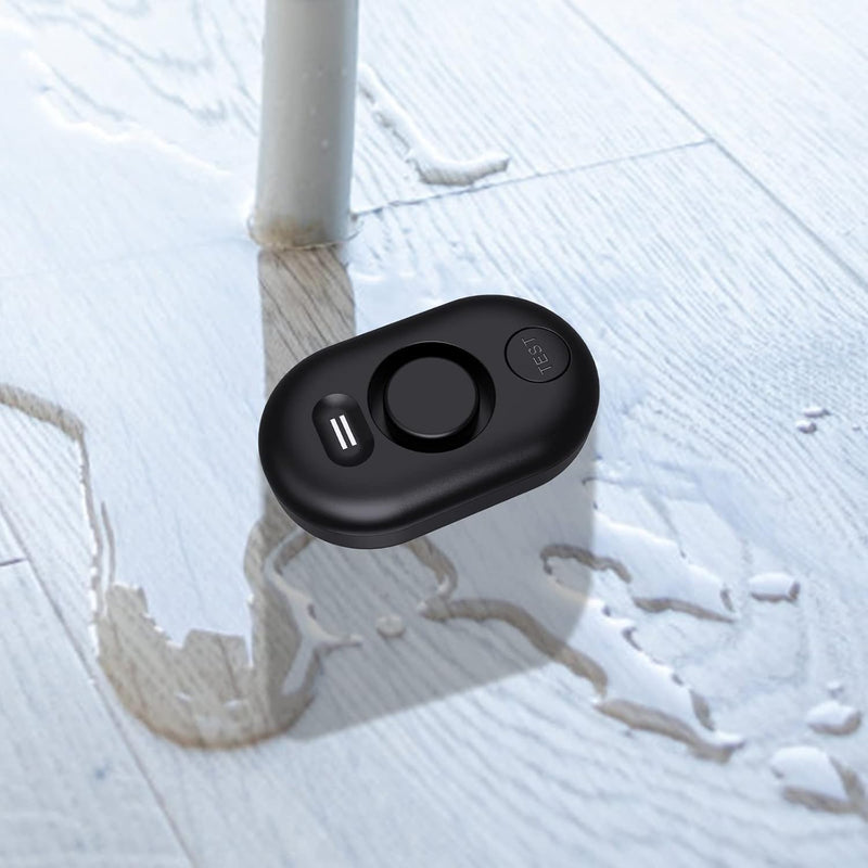 [Australia - AusPower] - 5 Pack WD60 Water Leak Detectors for Home, 100dB Water Sensor Alarm for Basement, Leakage Detection Device for Pipe/Drain/Under Sink Drip, Floor Flood in Bathroom/Kitchen/Toilet/Laundry Room, Black 5 Sensors 