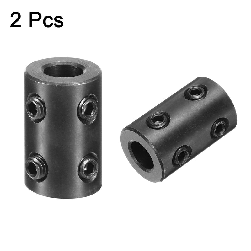 [Australia - AusPower] - uxcell 2pcs Shaft Coupling 5/16" Bore, 5/8" OD, 1" Length, Black Oxide Plated Steel Rigid Coupling, Motor Wheel Coupler, (4 Set Screws) 