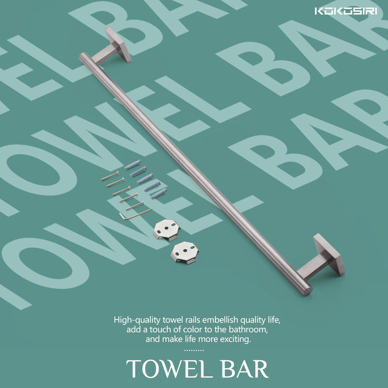 KOKOSIRI Towel Holder Bathroom Accessories Towel Bar for Bath Kitchen Necklace Holder 24 Inch Brushed Nickel Stainless Steel B4005BR-L24 24-Inch