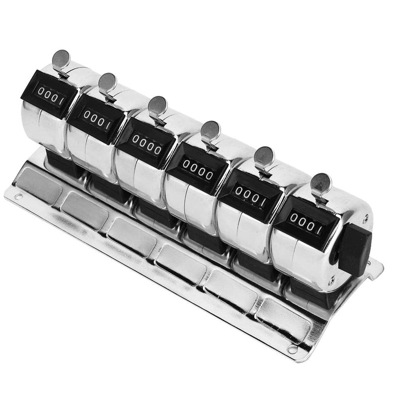 0 to 9999 Manual Tally Counter Metal Mechanical Counter 4Digit Conjoined 6 Units Pitch Click Counter
