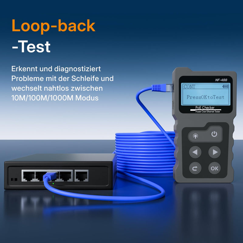 Mcbazel Network RJ45 Tester with LCD Display, Network Cable Tester with POE Function