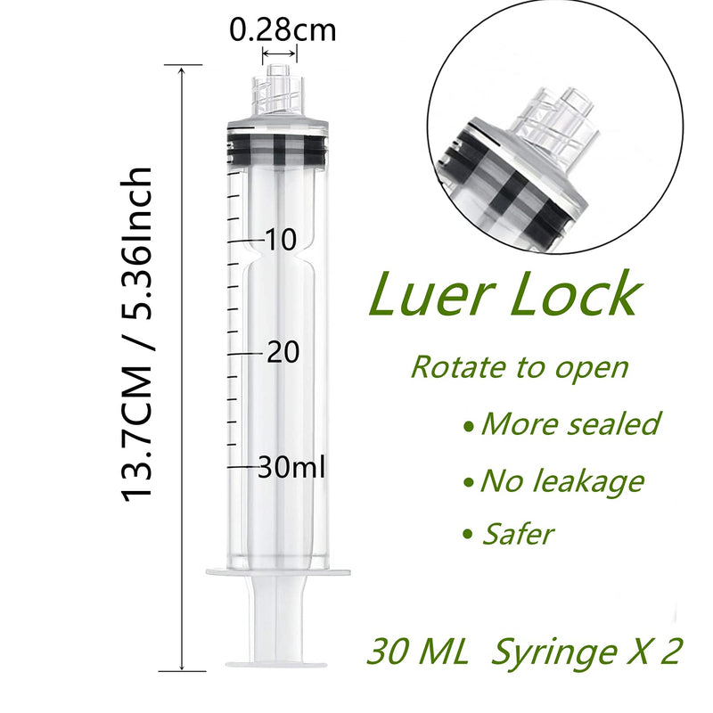 [Australia - AusPower] - 30ml Syringe with Long Tip-14Ga x 7- Blunt Tip and Luer Lock, Great for Measuring and Refilling 