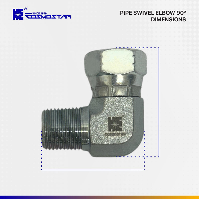 [Australia - AusPower] - Cosmostar 3/8" NPTF Male x 3/8" NPSM Pipe Swivel Elbow 90-degree, Hydraulic Adapter 