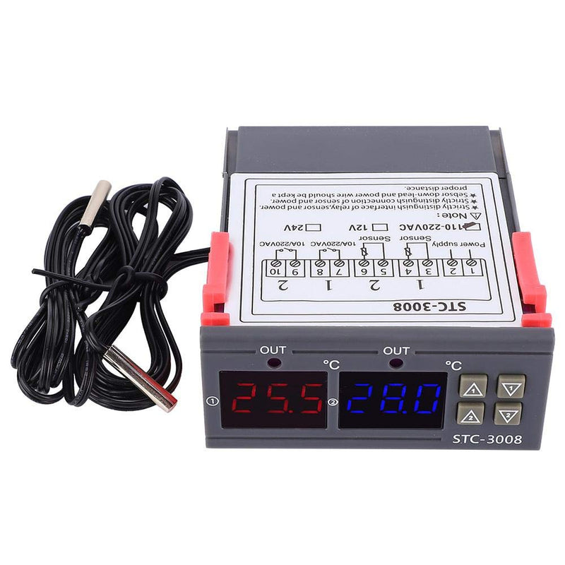 [Australia - AusPower] - Digital Temperature Controller with Adjustable Heating Cooling Thermostat and Sensor for Refrigeration Devices(12V) 