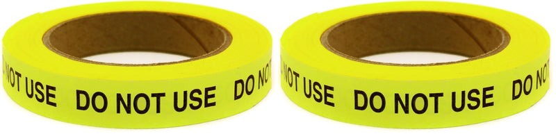 ChromaLabel 0.75 Inch Do Not Use Continuously Imprinted, Clean Remove Adhesive Neon Yellow Tape with Black Imprint, 40 Yard Roll (Pack of 2) 3/4" Wide (Pack of 2)