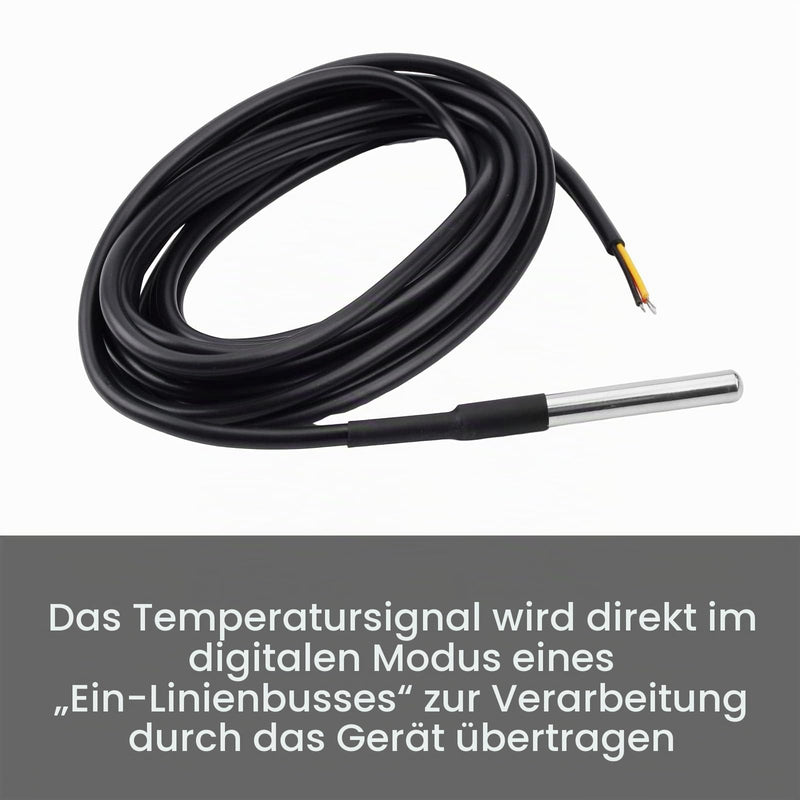 Aideepen 5 x 1 m Digital Stainless Steel Temperature Sensor, Waterproof Temperature Sensor, Compatible with Arduino and Raspberry Pi, Includes E-Book, Compatible with Shelly 5 pieces 1 m