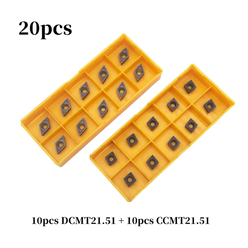 [Australia - AusPower] - Hunricho 20 Pieces Carbide Insert Cutter for Regular Stainless Steel Machines Lathe Milling Inserts Turning Tools with Case DCMT070204DCMT21.51 CCMT060204 CCMT21.51 for Stainless Steel 20pcs (DCMT21.51 + CCMT21.51) 