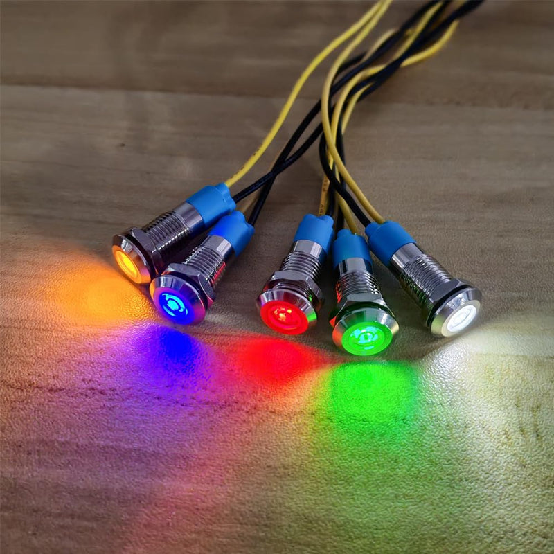 Gebildet Pack of 5 8 mm 230 V AC LED Metal Indicator Light Waterproof Signal Lamp (Green) Green - 220v/230v