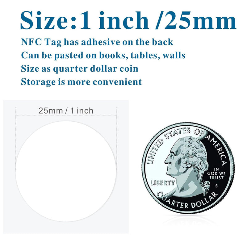 [Australia - AusPower] - 55pcs Mifare Classic 1k NFC Tag RFID Sticker 13.56mhz RFID NFC Tags Classic 1k ISO14443A RFID Smart 25mm Adhesive Smart NFC Tags by Timeskey NFC 55pcs 