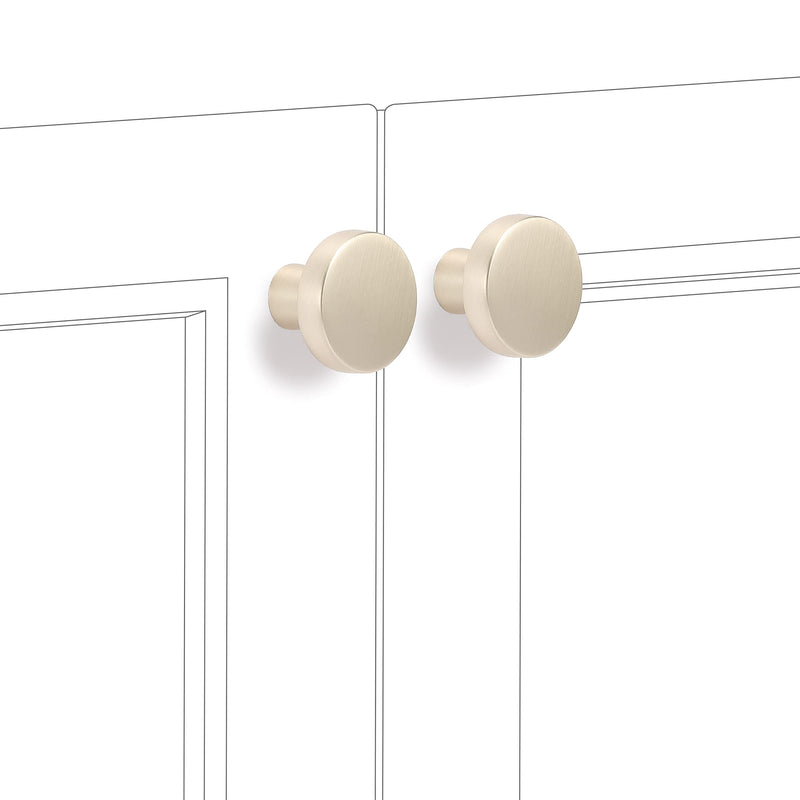 COTYKILEY 10 Pack Brushed Brass Kitchen Cabinet Knobs Gold Drawer Pulls Solid Round Drawer Knobs Dresser Knobs Gold Cabinet Hardware