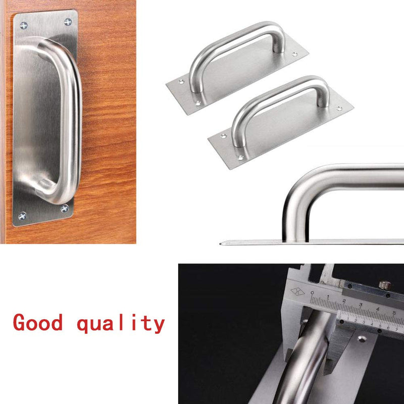 [Australia - AusPower] - WANLIAN 2Pcs Pull Push Door Plate Handle 8inch Stainless Steel Heavy Duty Barn Door Pull for Shed Commercial Fire Gate with Mounting Screws (Silver, 200x65mm/7.9x2.6inch) 