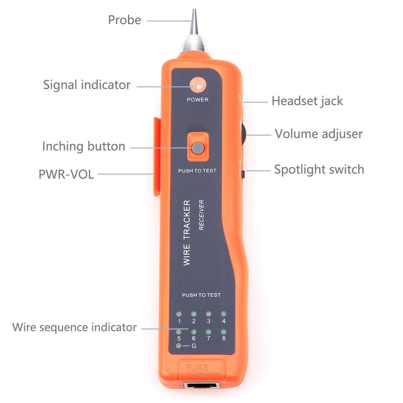 [Australia - AusPower] - Wire Tracker XQ-350 RJ45 RJ11 Finder for Telephone Network Wire LAN Cable Tester for Line DC Detecting/Anode/Cathode Determination Diagnose Tone Networking Tool with Crystal Head 