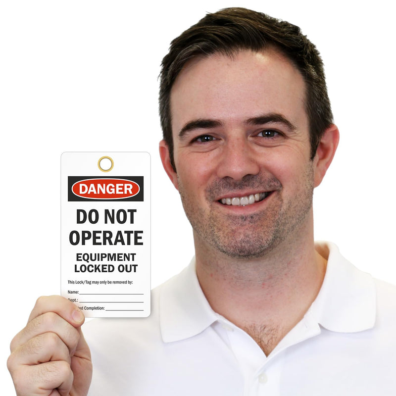 SmartSign Do Not Operate Tags, Equipment Locked Out 2 - Sided Safety Tag | 6" x 3.25" Heavy Duty Vinyl, Pack of 25
