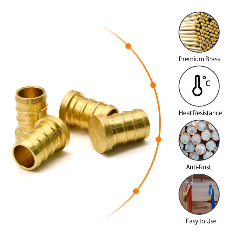 [Australia - AusPower] - 10pcs PEX Barb Plug End Cap, 1/2" PEX Caps, PEX Barb Plug End Cap, Brass PEX Barb Plug End Cap Pipe Fitting (1/2", 10pcs) 1/2"-10 Pack 