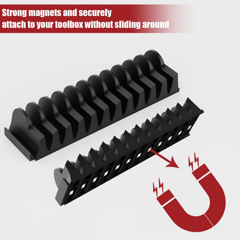 [Australia - AusPower] - 48 pcs MAGNETIC Modular Wrench Organizers for Tool Drawers - Wrench Rack with Metric&SAE Labels, Perfect Tool Storage Holder with Magnet. Gift for father, brother and boyfriend (Black with Magnets) 48 pcs with Magnet(Black) 