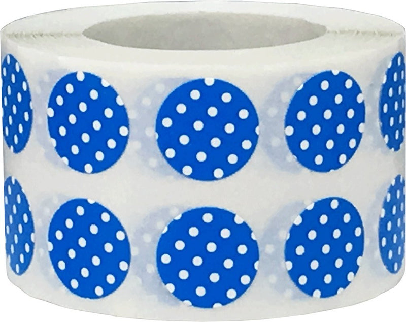1/2" Inch Small Blue Labels with White Polka Dots, 1,000 Total Adhesive Stickers on a Roll for Efficient Inventory Management, Crafting Projects, and Organization in Offices, Schools, and Home