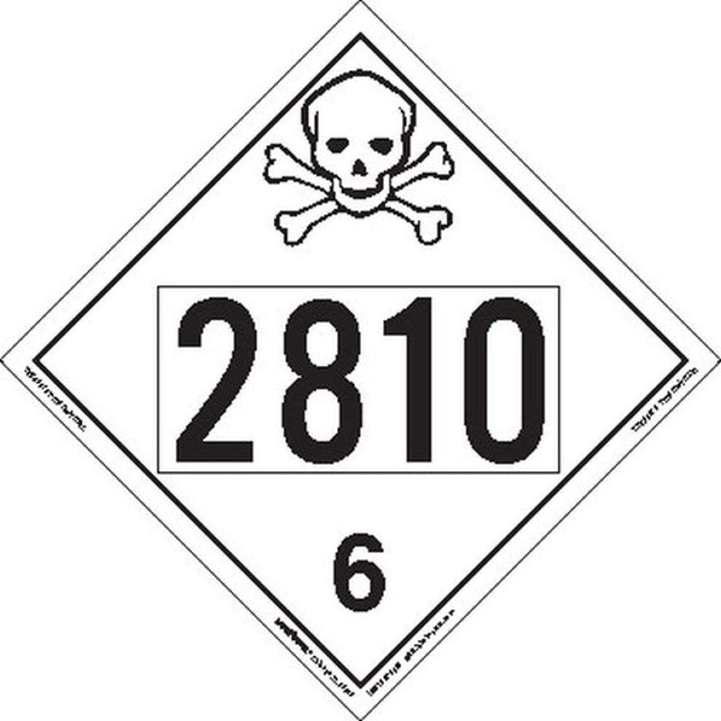 Labelmaster ZEZ52810 UN 2810 Toxic/Poison Hazmat Placard, E-Z Removable Vinyl (Pack of 25)
