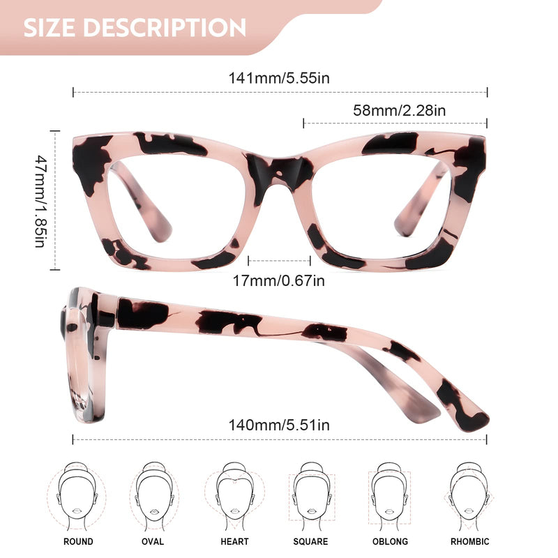 [Australia - AusPower] - Reading Glasses for Women Blue Light Blocking Glasses Filter UV Square Readers Glasses for Men and Women 5 Pack Black+green+pink+blackpink+transparent 1.5 x 