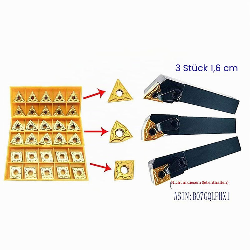 30PCS CNMG 431 + WNMG 431 + TNMG 331 CNC Lathe Indexable Solid Carbide Turning Insert Blade for Lathe Turning Tool Holder | ASZLBYM turning plates for turning tool turning steel with turning plate 30 Stück Gold