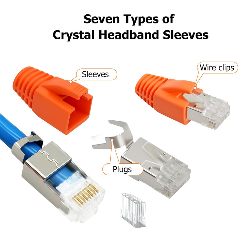 [Australia - AusPower] - Puiseno Pack of 10 Network Connectors 10 Gbps, RJ45 Connector Cat 7 with Threading Aid and Kink Protection, 8 Pin Plug, Compatible with Cat7, Cat 6A for Switch/TV/PS4/ADSL/Modem/TV Box/Router/PC 