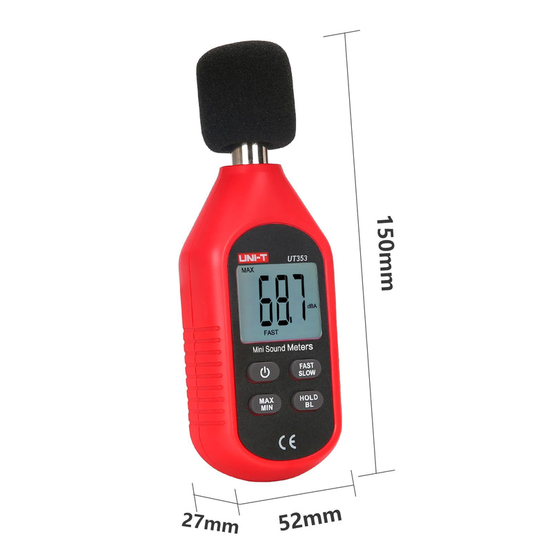 [Australia - AusPower] - UT353 Mini Sound Level Meters, Digital Decibel Meter 30-130dB Audio Noise Volume Measure Device with Backlight LCD Display 