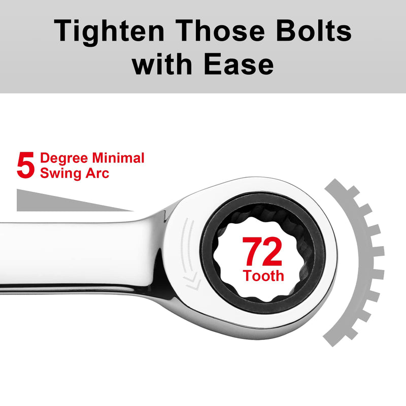 Jetech 18mm Ratcheting Combination Wrench, 12PT 72 Tooth Gear Wrench, Industrial Grade Cr-V Steel Gear Spanner for Household Garage Auto Single Metric 18mm