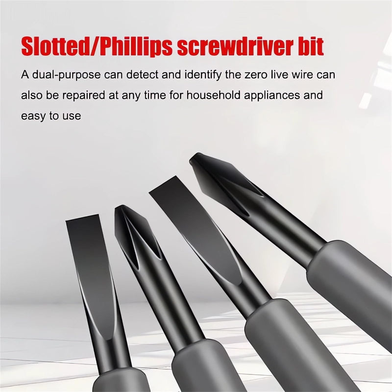 [Australia - AusPower] - 2-in-1 High Torque Strong Magnetic Flathead Phillips Screwdriver Electricity Detector Electric Non-Contact Voltage Tester Pen Electrical Current Power Circuit Live Wire Electrician Tester (F+P) F+P 