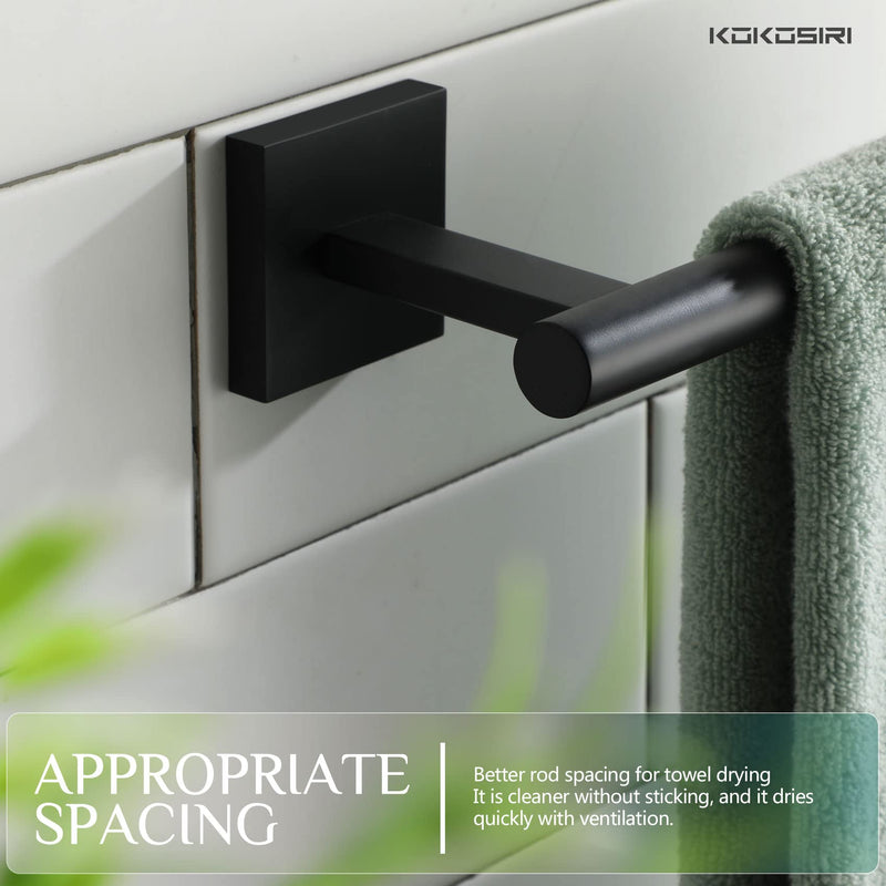 KOKOSIRI Towel Bar Matte Black Bathroom Hardware Hand Towel Rails Wall Mounted Kitchen Toilet Cabinet Paper Holder, Stainless Steel B3008BK 1 Pack