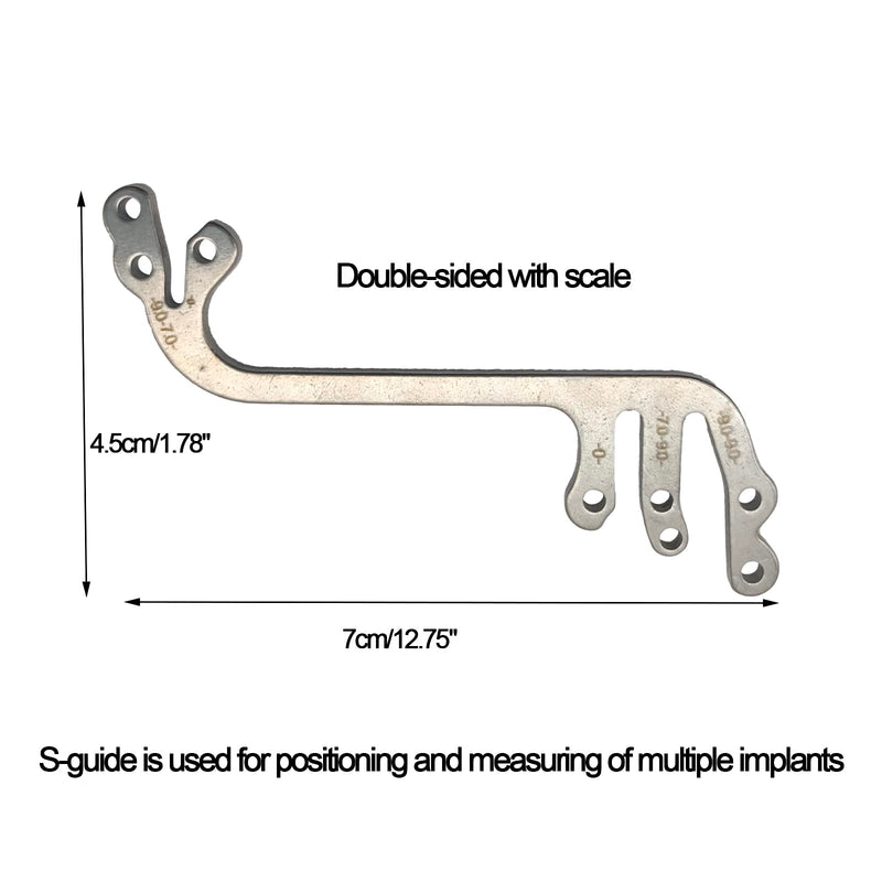 [Australia - AusPower] - Dental Implant Locating Guide Plate 6pcs/set Stainless Steel Implant Teeth Measuring Ruler Positioning Angle Ruler Dentist Implant Tool 