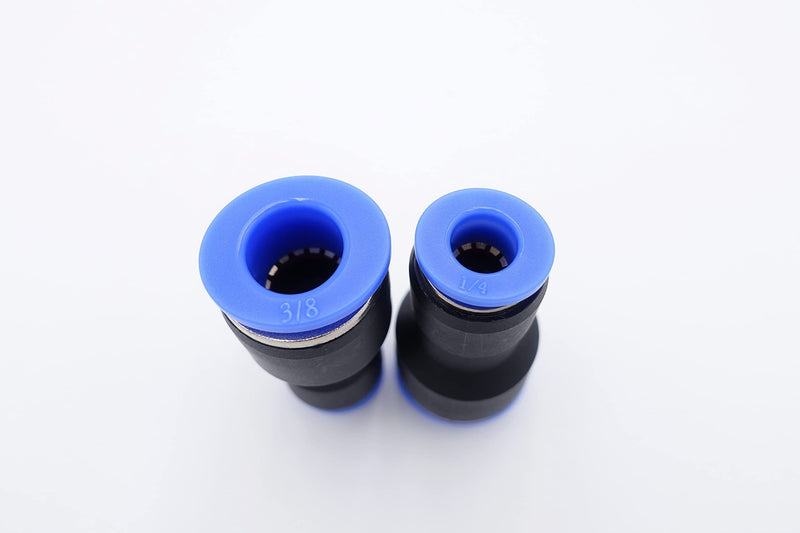 [Australia - AusPower] - Push to Connect Fitting 3/8" Tube OD x 1/4" Tube OD Reducer, Pneumatic Air Water Straight Union Two Way Connector/Coupler (Pack of 5) 3/8 inch - 1/4 inch 