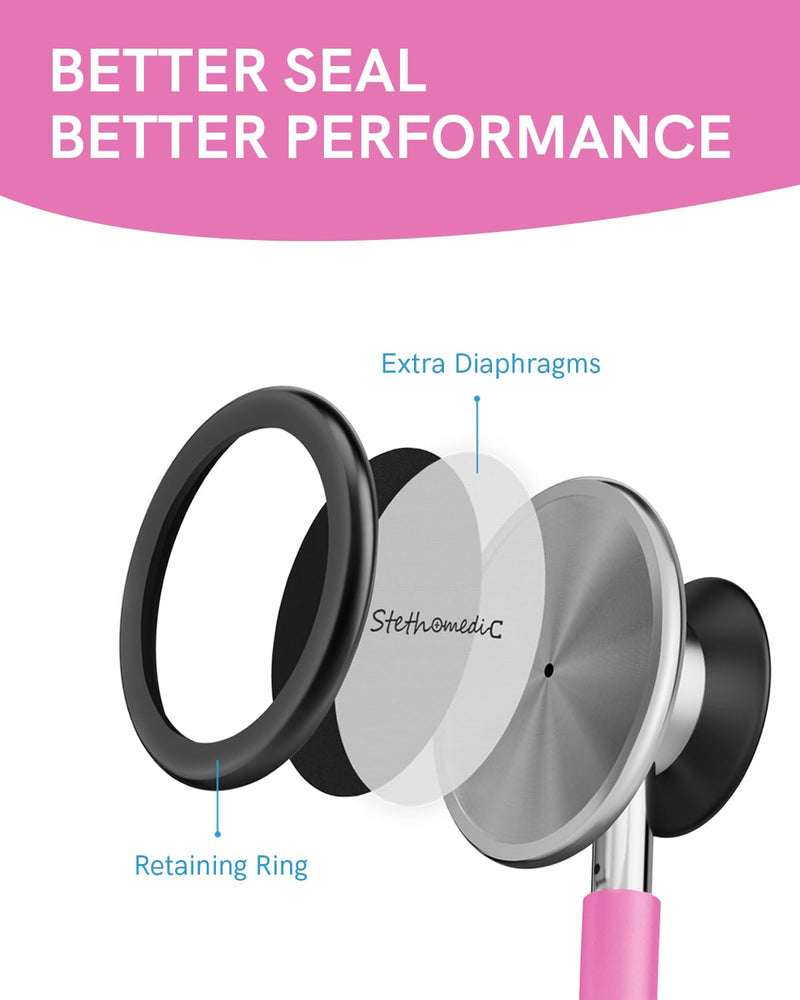 [Australia - AusPower] - FriCARE Pink Stethoscope - Stethoscopes for Nurses Medical Nursing Students - Fashion Accessories in Nurse Supplies for Work, StethoMedic Essentials, Match with Uniform, Dual-sided Chestpiece, 31 inch Peach Pink 