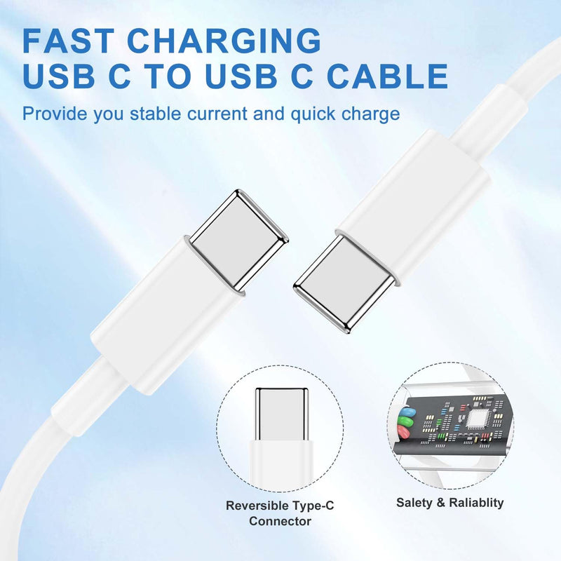 [Australia - AusPower] - Cabepow USB C to USB C Charging Cable 10ft 60W 3Pack,Type C to Type C Fast Charger Cord Compatible with iPhone 15/15 Pro/15 Pro Max/15 Plus,iPad Pro, Air5, MacBook Air 