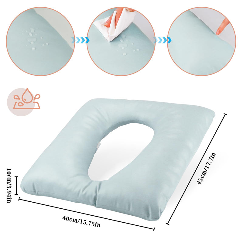 Bedside Commode Cushion, Seniors Portable Seat Cushion for Toilet/Shower/Bedside, Universal Fit Commode Padded Seat for Elderly, Seats Pad Cover Toilet Seats 17x17 with Fixing Straps (Blue) Blue