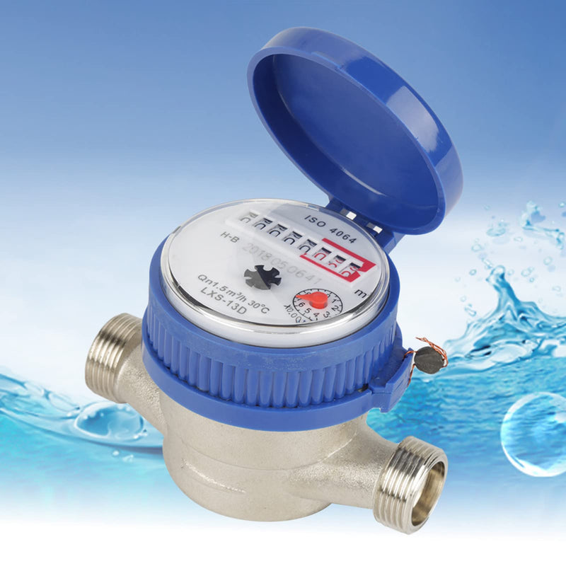 [Australia - AusPower] - Cold Water Meter 15mm 1/2 inch Arbitrary Rotation Function Water Meter with Fittings for Garden & Home Usage 