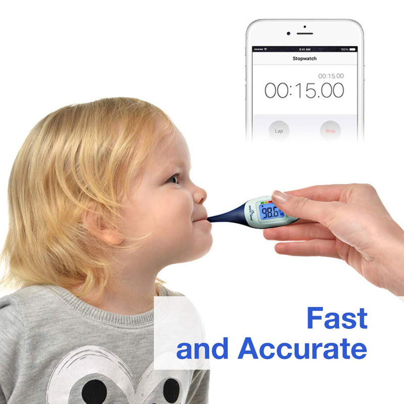 [Australia - AusPower] - Easy@Home Digital Medical Baby Fever Oral Thermometer, Rectal or Axillary Underarm Body Temperature Measurement with Backlit LCD Display, Waterproof Flexible tip,Test Completion & Fever Alarm-EMT-026 