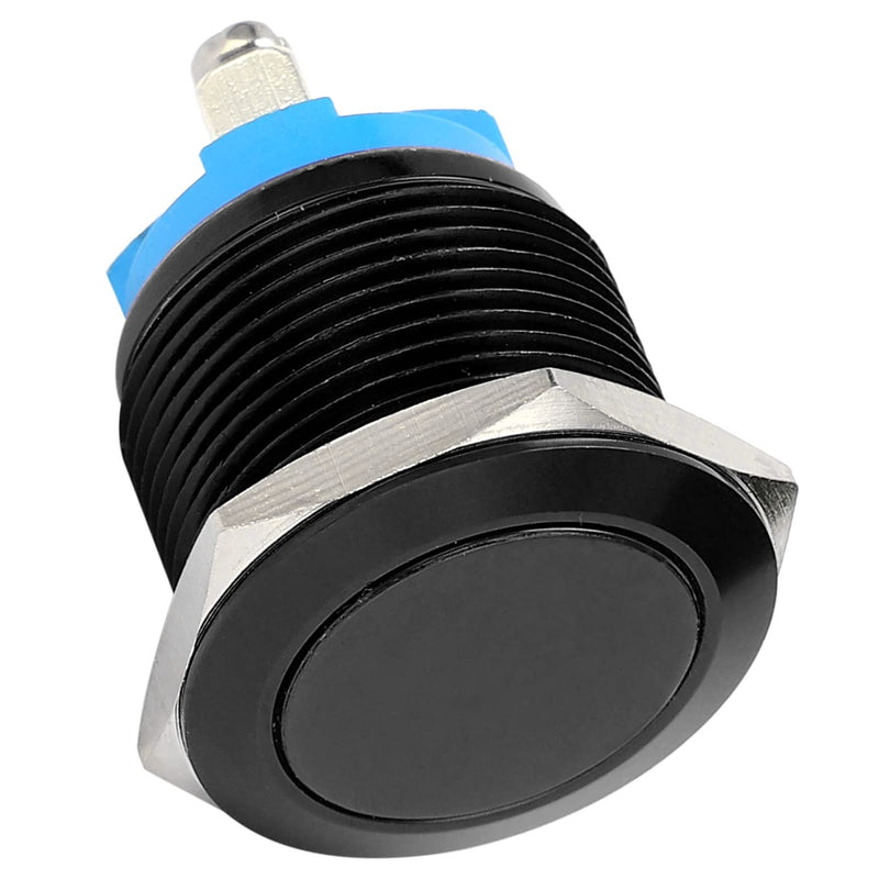 [Australia - AusPower] - Metal Push Button Switch, Metal Push Button Switch, Metal Push Button, Flat Head, Normally Open Button, Full Oxidation, Self-Resetting Jog Screw,, black 