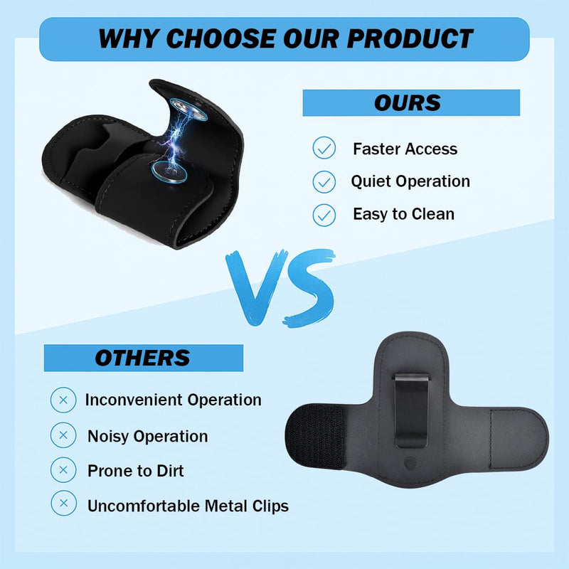 [Australia - AusPower] - Magnetic Stethoscope Holder Clip Secure Hands-Free Pu Leather Lightweight Portable Holster for Physicians, Nurses, EMT, Students. Compatible for 3M Littmann & Most Stethoscope (Black) Black 