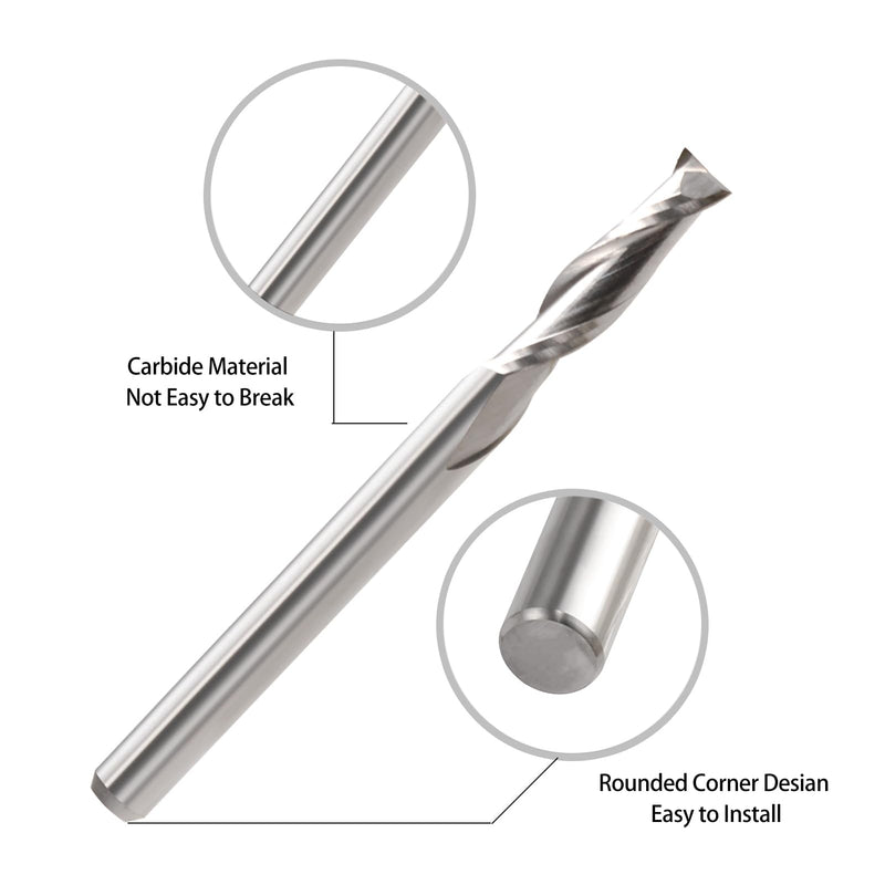 [Australia - AusPower] - EU_HOZLY 3.175X1.5X12mm Two Flutes Solid Carbide Micro End Milling Cutters CNC Wood Engraving Tools Spiral Router Bits Pack of 10 