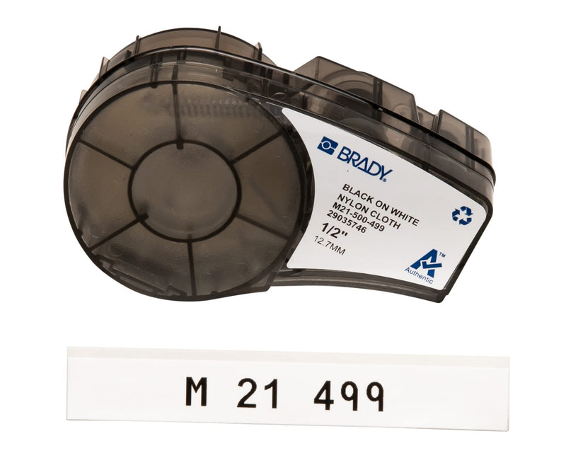 Brady Authentic (M21-500-499) Multi-Purpose Nylon Label for General ID, Wire Marking, and Lab Labeling, Black on White- For M210, M210-LAB, M211, BMP21-PLUS and BMP21-LAB Printers, .5" W 16' L .5"