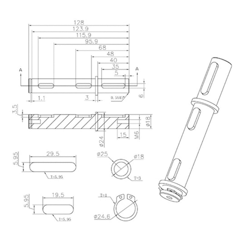 [Australia - AusPower] - Alloy Steel Output Single Shaft,Single Output Shaft Alloy Steel Short Output Shaft 18mm 0.71in Length 128mm 5.04in for Reducer NMRV040 RV040 Nema34 Stepper Motor 