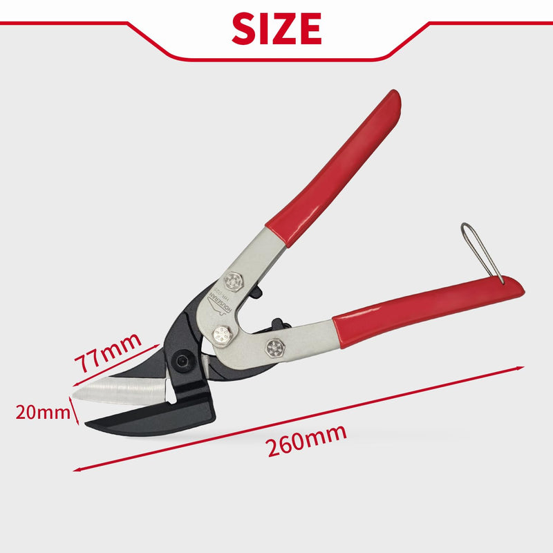 [Australia - AusPower] - Tin Snips, 10 Inch Aviation Snips, Left Cut, Heavy Duty Sheet Metal Cutter with Safety Lock and Non-slip Handle, CR-V Steel Sharp Teeth, Metal Shears Scissors for Cutting Metal Sheet 