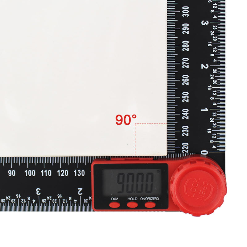 [Australia - AusPower] - 1 x Angle Gauge, 400 mm Digital Protractor, 360° Rotating Protractor Digital with Display Size and Screen Hold, for DIY, Woodworking, Construction, Measurement, Black 