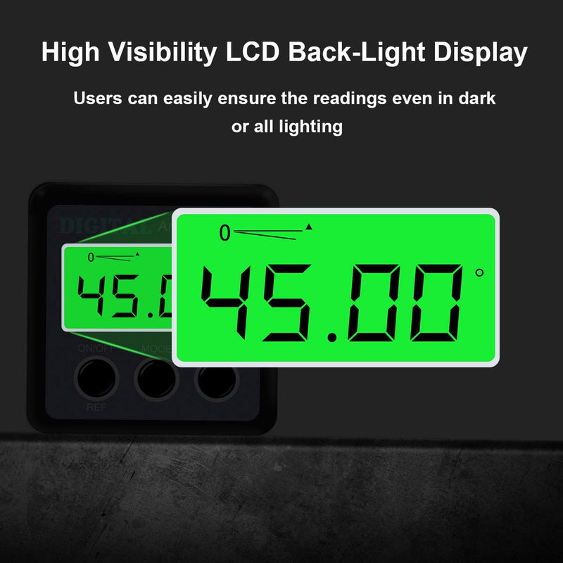 Digital Angle Gauge, Angle Finder Magnetic Digital Level Protractor, Table Saw Accessories with LCD Backlight Display Data Hold and V-groove & Magnetic Base Silver