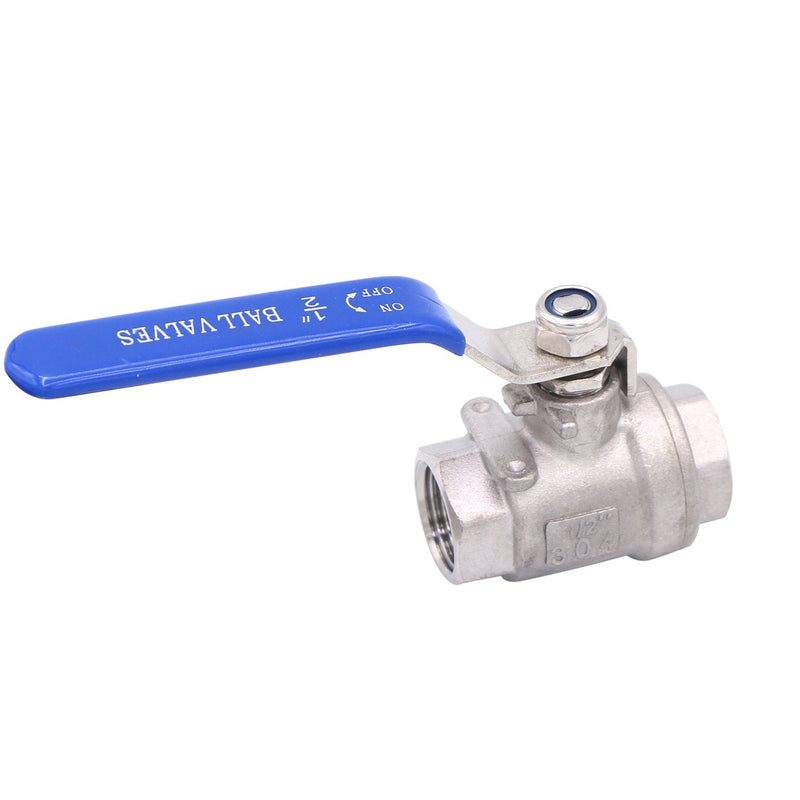 [Australia - AusPower] - DERNORD Ball Valve Stainless Steel 304 1/2" NPT Heavy Duty for Water, Oil, and Gas with Blue Locking Handles (Pack of 2) 1/2 Inch 