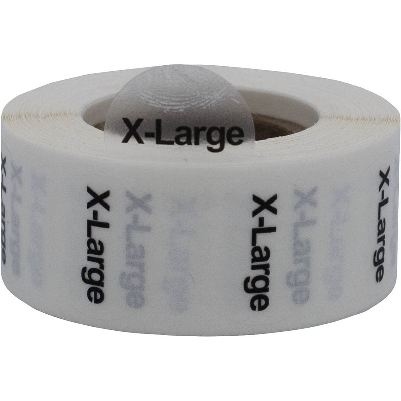 Clear Circle X-Large Clothing Size Stickers - 3/4 Inch Round, 500 Adhesive Labels Per Roll for Retail, Apparel, and Inventory Management - Made in the USA