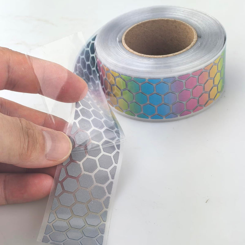 Colorful Reflective Heat Transfer Vinyl Iron On Tape for Clothing Honeycomb-Shaped 1 inch x 10 Yard